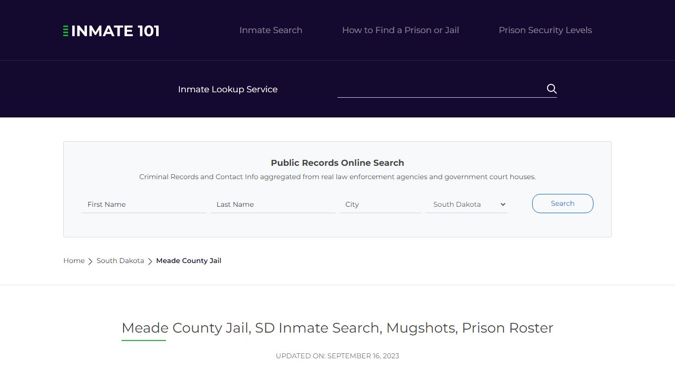 Meade County Jail, SD Inmate Search, Mugshots, Prison Roster